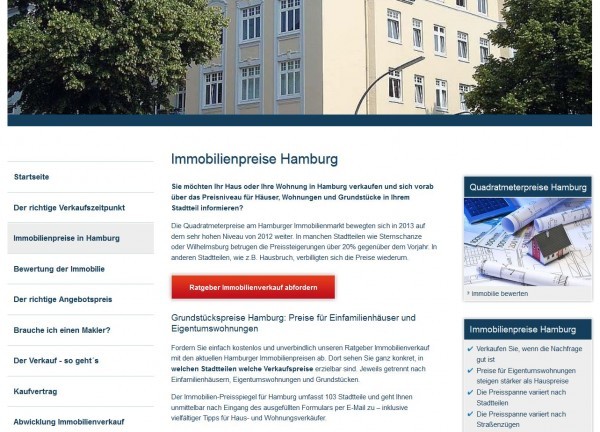Ratgeber eBook: Immobilienverkauf in Hamburg > Unter www.hamburg-immobilienverkauf.de/immobilienpreise-in-hamburg/immobilienpreise-hamburg.html kann man kostenlos ein eBook '25 Tipps zum Immobilienverkauf in Hamburg' anfordern
